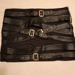 Dolls Kill Current Mood Faux Leather Belted Skirt